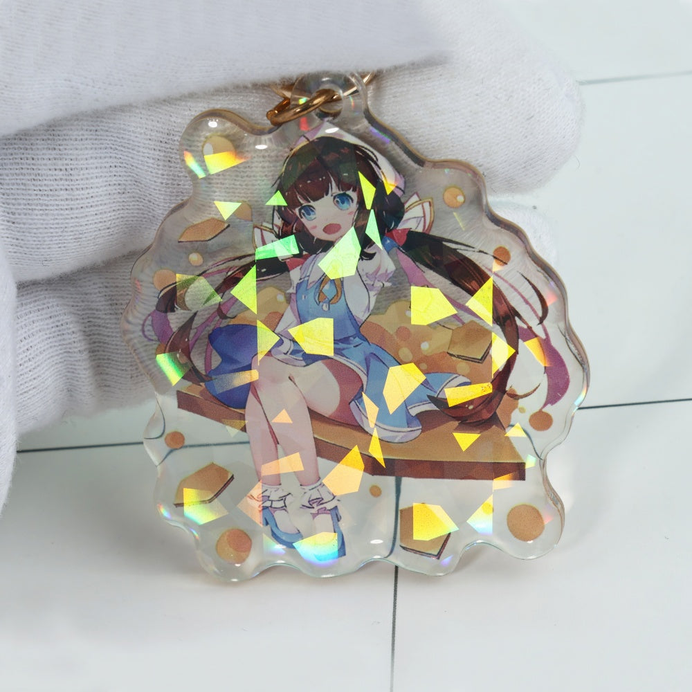 Custom Epoxy Broken Glass Holographic Keychain