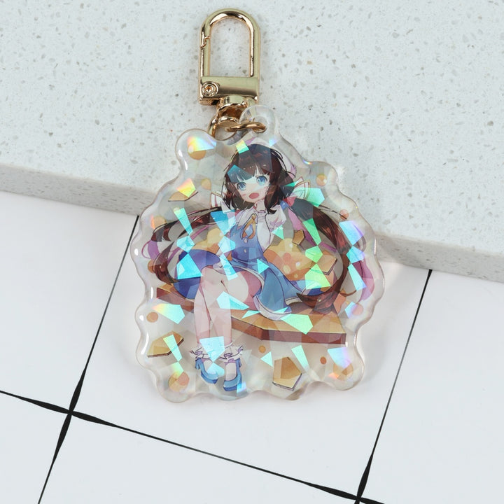 Custom Epoxy Broken Glass Holographic Keychain