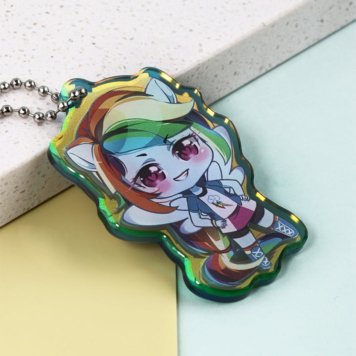 Custom Double Sided Gradient Rainbow Keychain