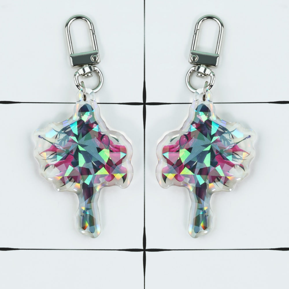 Custom Epoxy Broken Glass Holographic Keychain