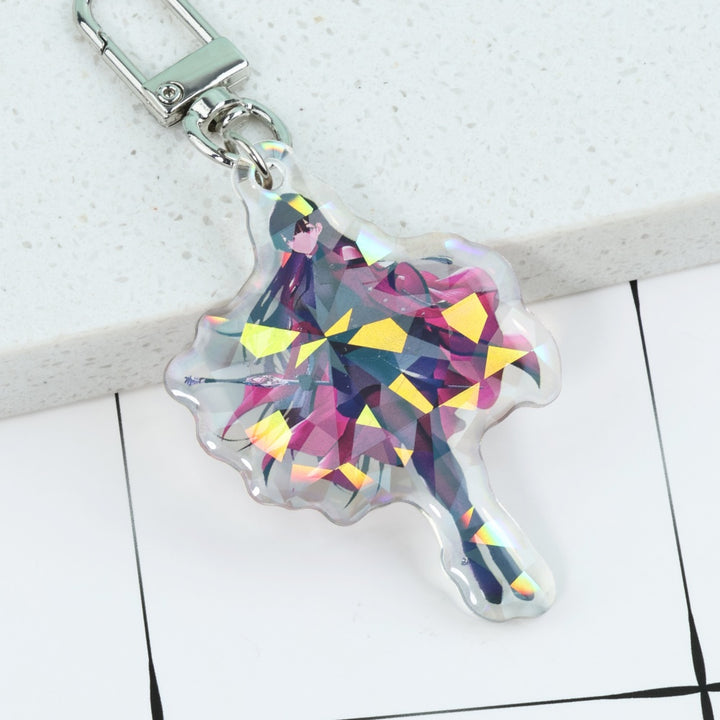 Custom Epoxy Broken Glass Holographic Keychain